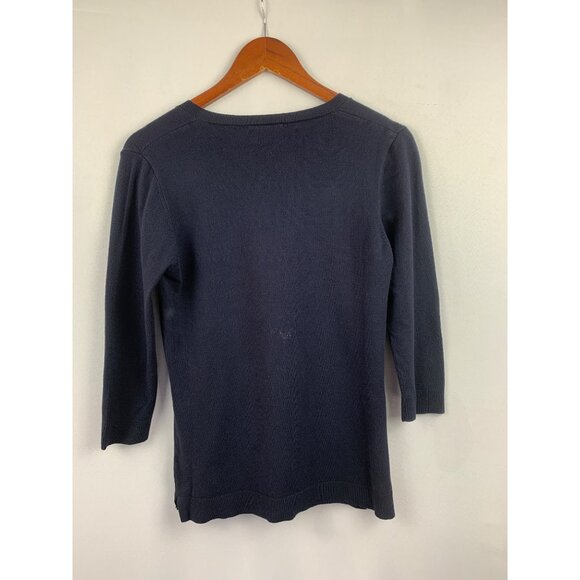 525 America Womens Navy V-Neck Sweater S Rayon/Nylon - Picture 4 of 6